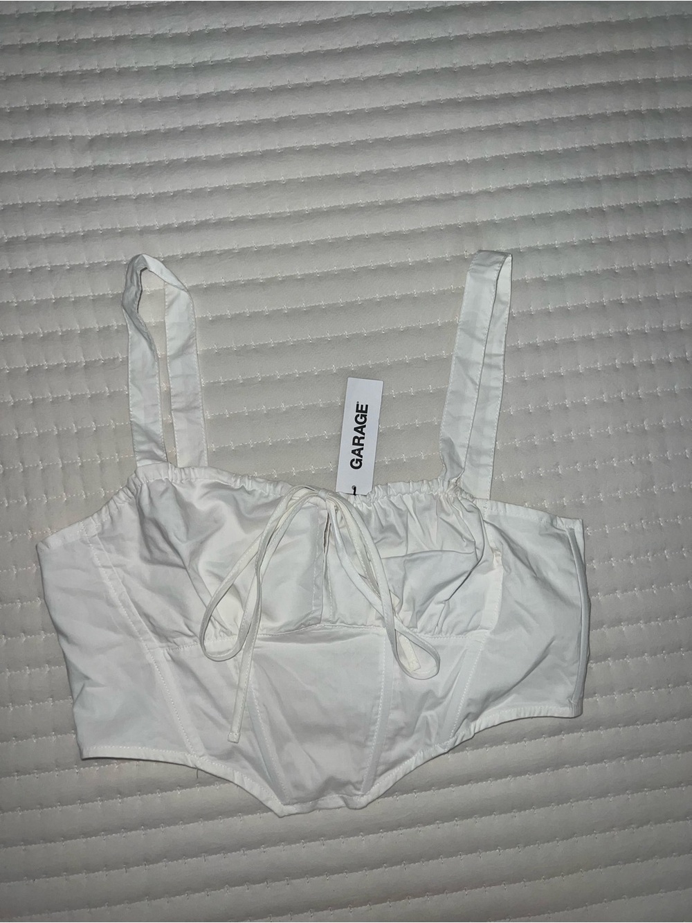 Garage White Tie-Front Crop Bralette Top